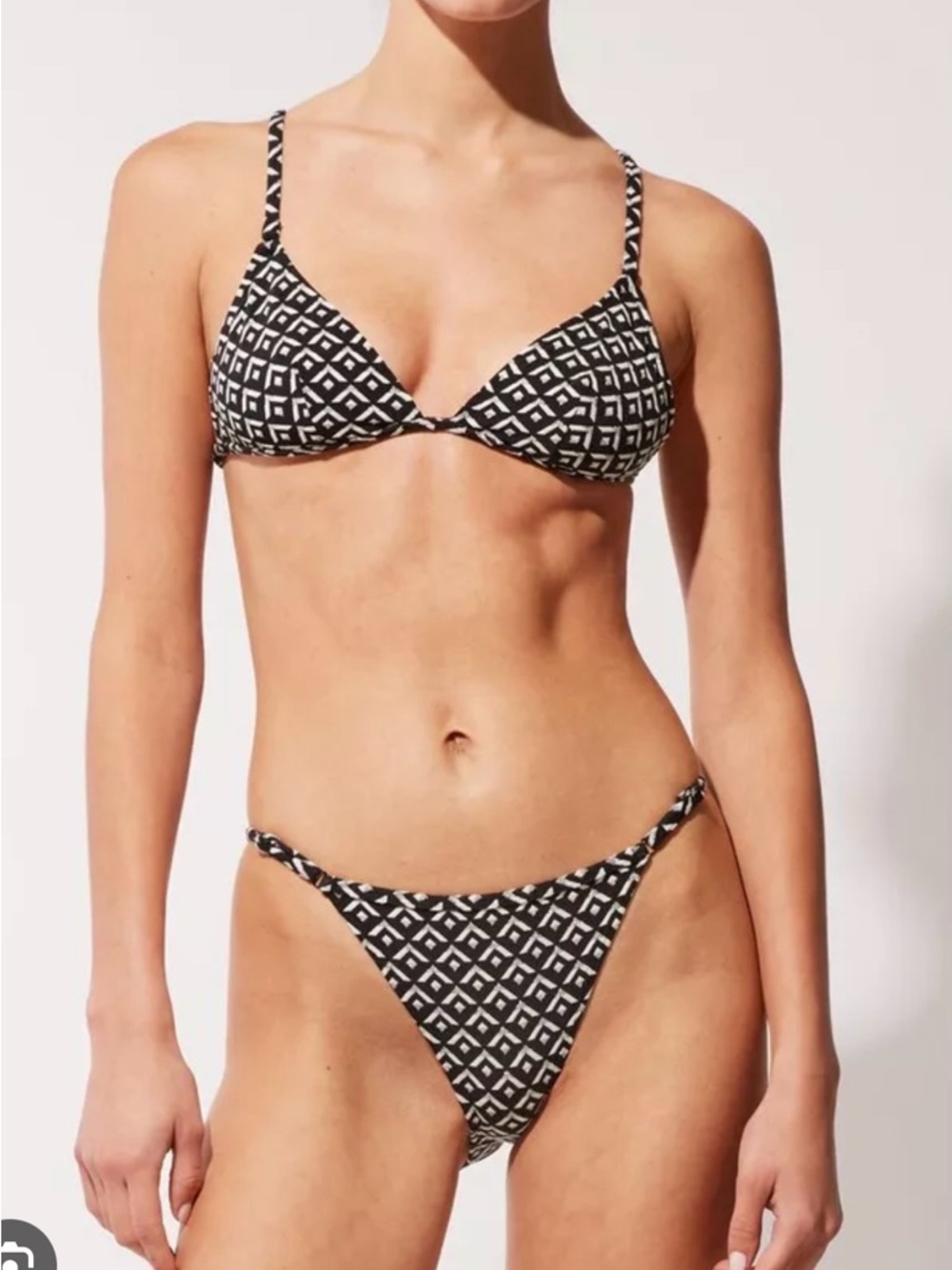 Solid & Striped The Lulu Top & Bottom Bikini Set Geo Lurex Jacquard Blackout